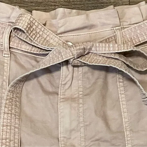 Abercrombie & Fitch High Waist Twill Paperbag Shorts Blush Pink Size Medium - Picture 3 of 8